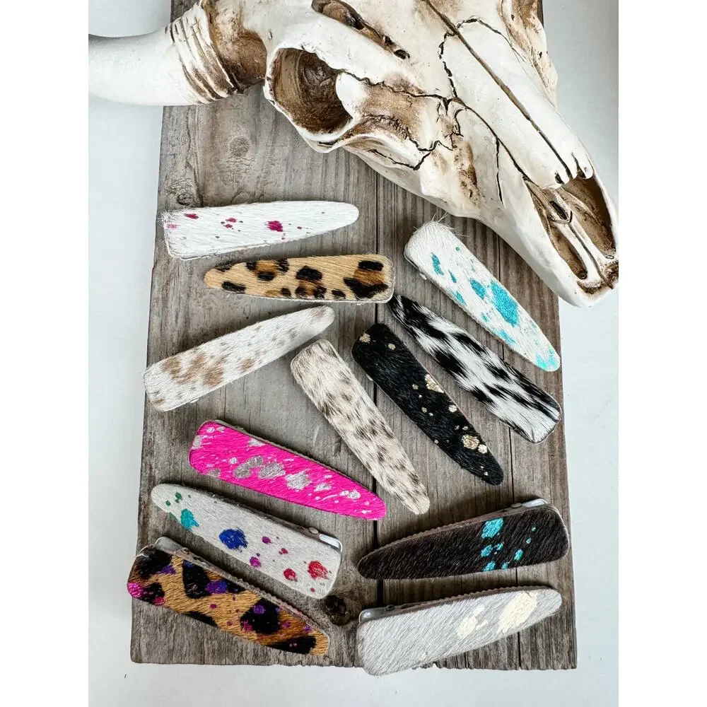 Western Hair-On Cowhide Barrette | Black & White